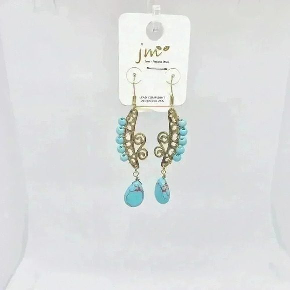 Jewelry - Dangling Marble Earrings with red hues